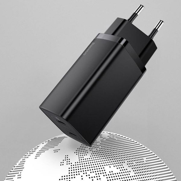 Baseus Φορτιστής Χωρίς Καλώδιο με Θύρα USB-A και Θύρα USB-C Quick Charge 3.0 Μαύρος (CCGAN2L-B01) (BASCCGAN2L-B01)