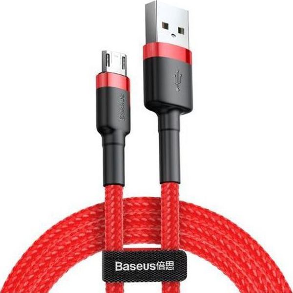 Baseus Cafule Braided USB 2.0 to micro USB Cable Κόκκινο 2m (CAMKLF-C09) (BASCAMKLFC09)
