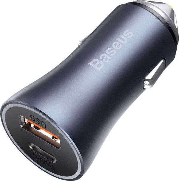 Baseus Golden Contactor Pro car charger, USB + USB-C, QC4.0+, PD, SCP, 40W (gray)
