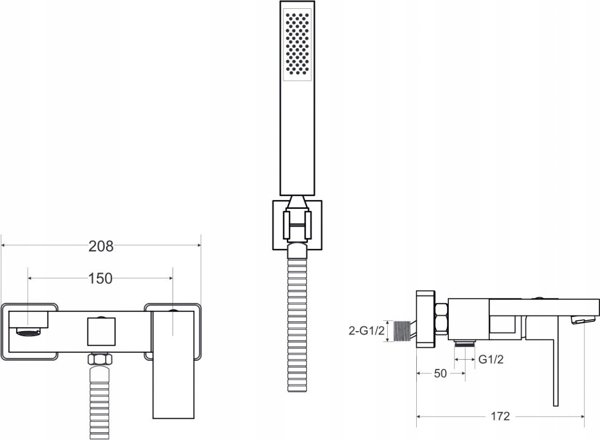 Μπαταρία νιπτήρα Besco Bathroom faucet Besco Modern Varium με ντους, μαύρο ματ BW-MVS-CZ