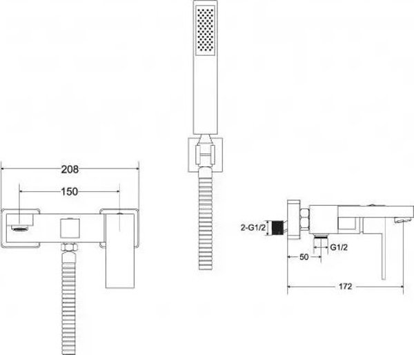 Μπαταρία νιπτήρα Besco Bathroom faucet Besco Modern Varium με ντους, μαύρο ματ BW-MVS-CZ