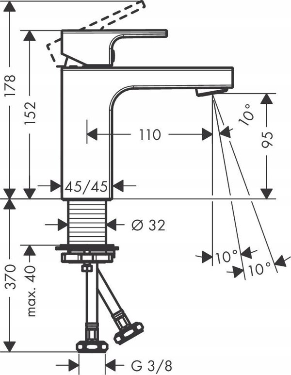 Μπαταρία νιπτήρα Hansgrohe Washbasin mixer Hansgrohe Vernis Shape, 71569000, chrome