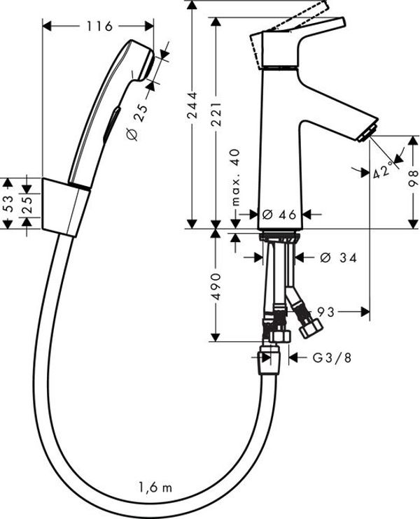 Μπαταρία μπιντέ Hansgrohe Talis S επιτραπέζια χρώμιο (72290000)