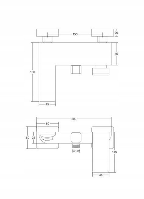 Μπαταρία μπάνιου Corsan Trino CMB7141BL μαύρη