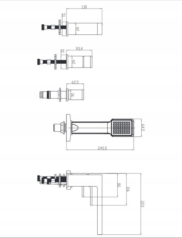 Μπαταρία ντους Sourcing Bathroom faucet με χειροκίνητο ντους Omnires Baretti BA7832BL