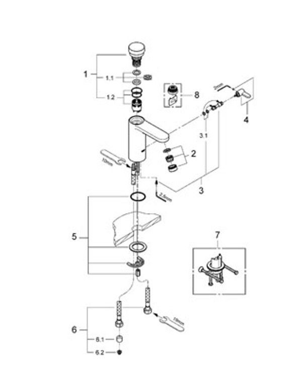 Μπαταρία νιπτήρα Grohe Eurosmart Cosmopolitan T επιτραπέζια χρώμιο (36317000)