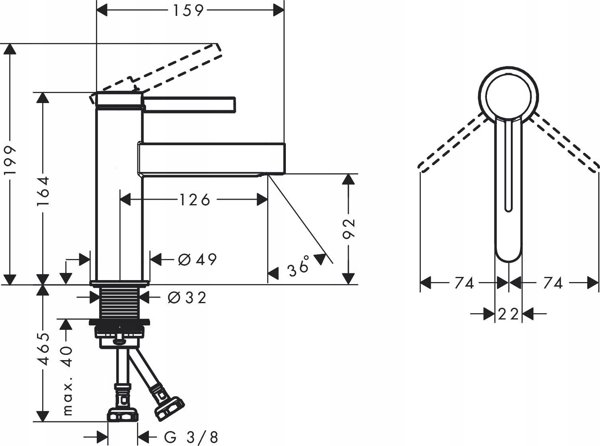 Μπαταρία νιπτήρα Hansgrohe Washbasin faucet Hansgrohe Finoris 76010000, χρώμιο