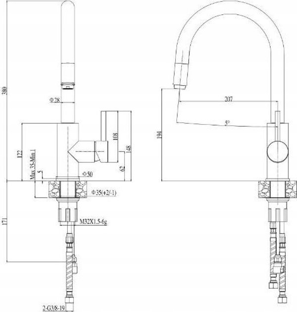Μπαταρία κουζίνας Sourcing Kitchen faucet with pull-out hose Alveus Delos chrome