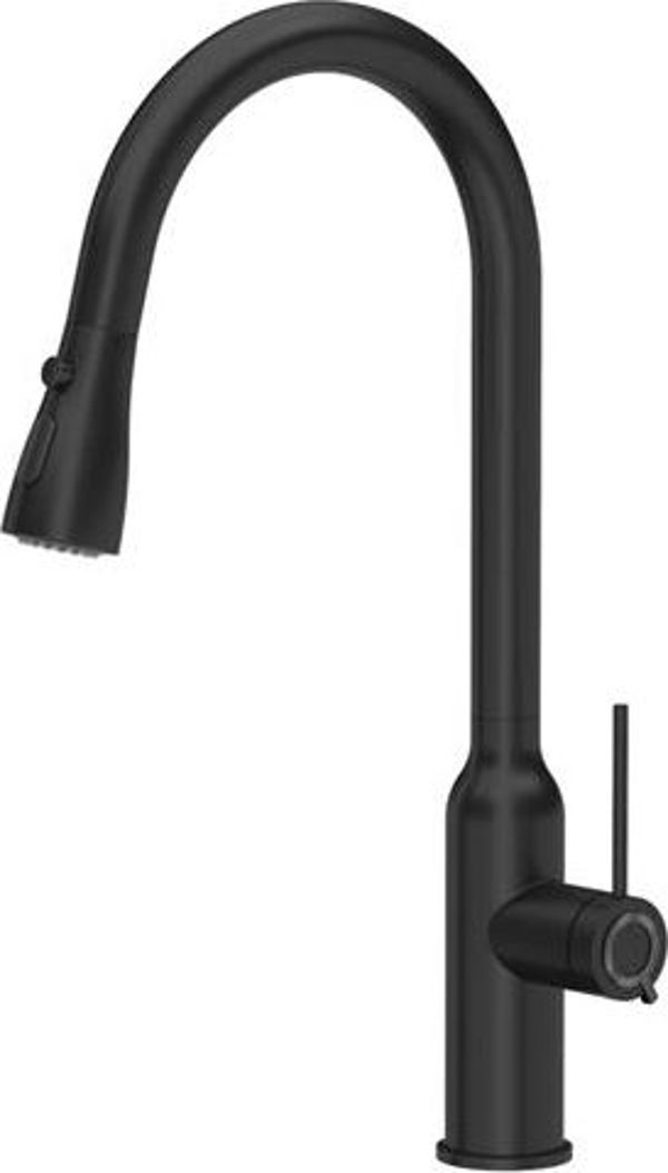Quadron Jessica Q LINE Μπαταρία Κουζίνας Με Αποσπώμενο Ντους SteelQ Μαύρη (84818011)