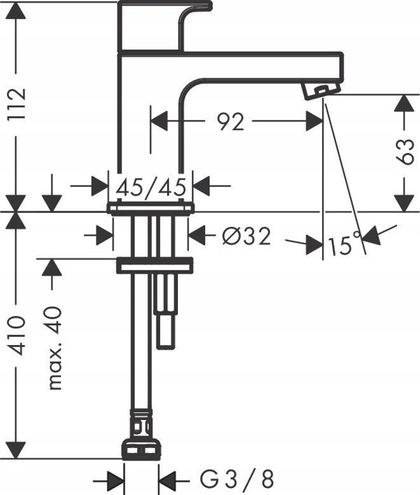 Μπαταρία νιπτήρα Hansgrohe Washbasin faucet Hansgrohe Vernis Shape 71592670