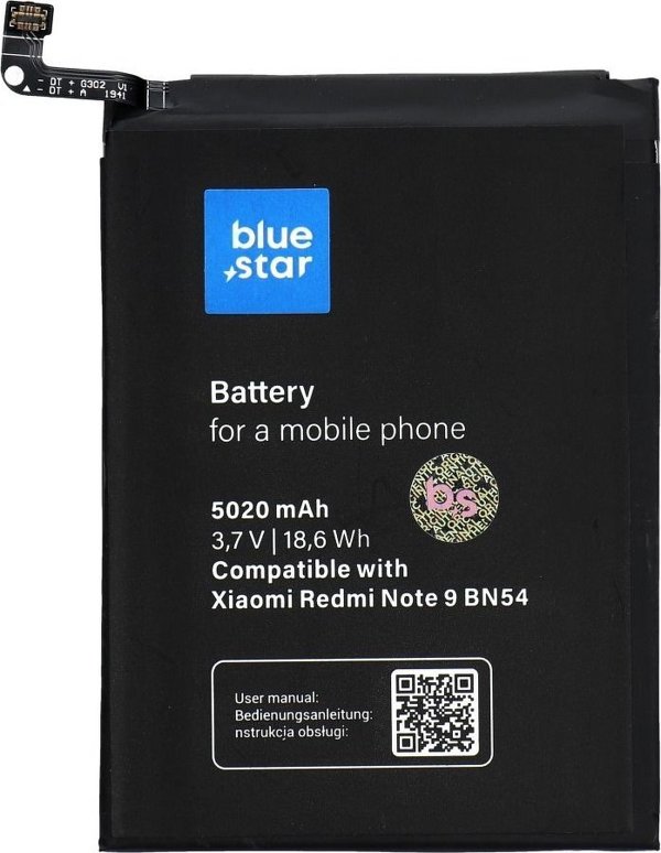 Μπαταρία Blue Star Μπαταρία για το Xiaomi Redmi Note 9 (BN54) 5020 mAh Li-Ion Blue Star