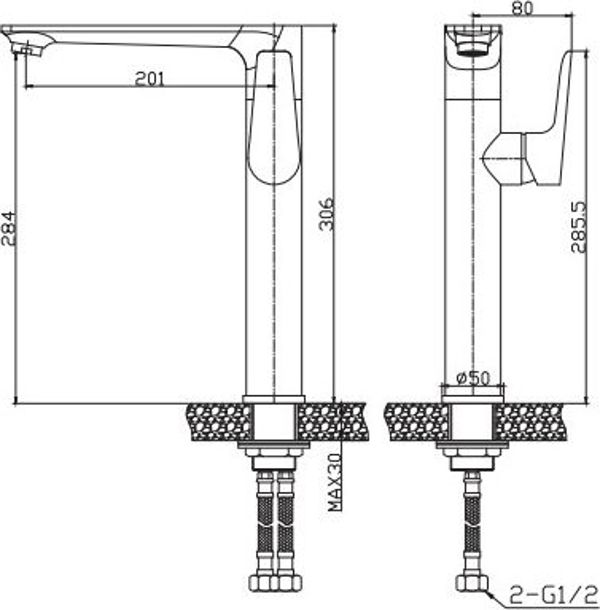Μπαταρία νιπτήρα Invena Dokos επιτραπέζια χρώμιο (BU-19-WB1-V)