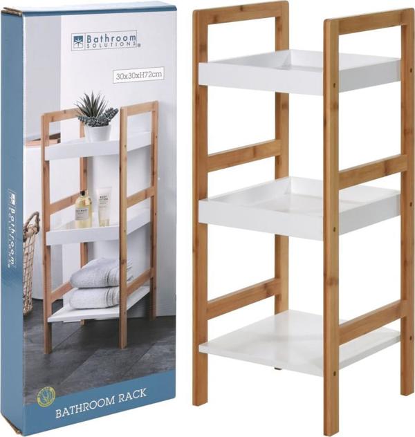 Επιδαπέδια ραφιέρα μπάνιου Bathroom Solutions Ξύλο Μπαμπού, με 3 ράφια, 30x30x72cm 8719987842436