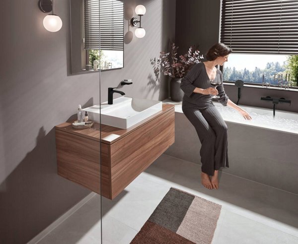 Μπαταρία νιπτήρα Hansgrohe Vivenis 80, 75010670, μαύρο ματ
