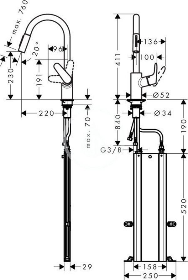 Μπαταρία κουζίνας Hansgrohe Kitchen faucet with pull-out hose Hansgrohe 73880800