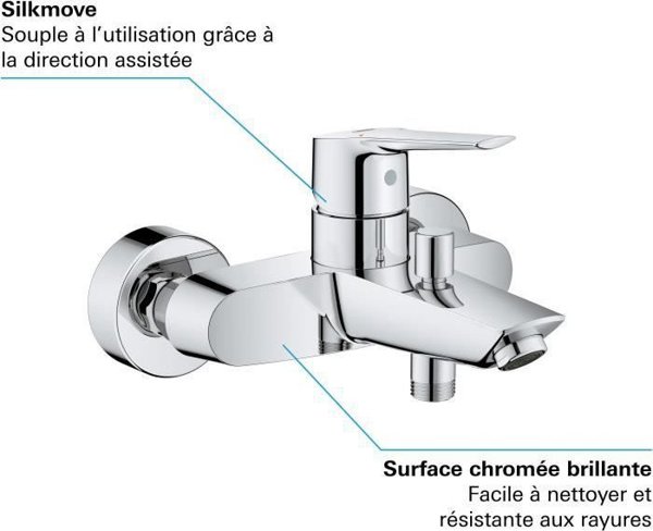 Μπαταρία μπανιέρας Grohe GROHE - Μονοκόμματη μπαταρία μπανιέρας-ντους - επιτοίχια