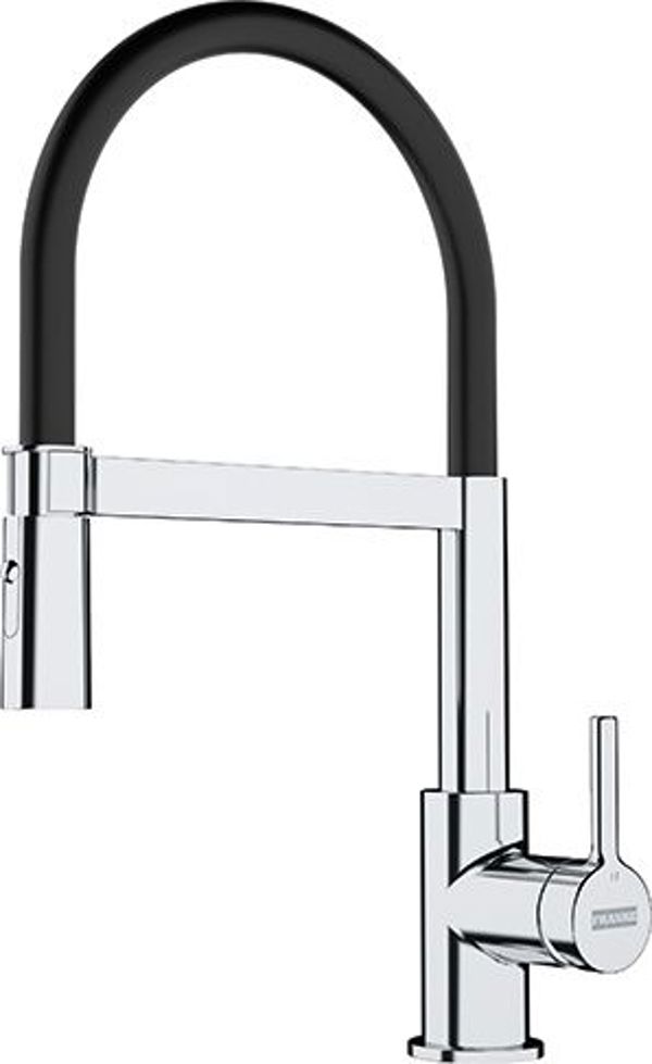 Franke Μπαταρία Κουζίνας Lina Semi-Pro 115.0626.085, με Συρόμενο Στόμιο, Ύψος 41cm, Μαύρη
