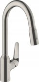 Μπαταρία κουζίνας Hansgrohe 71820800 - βρύση με ανασυρόμενο σωλήνα Hansgrohe Focus M42