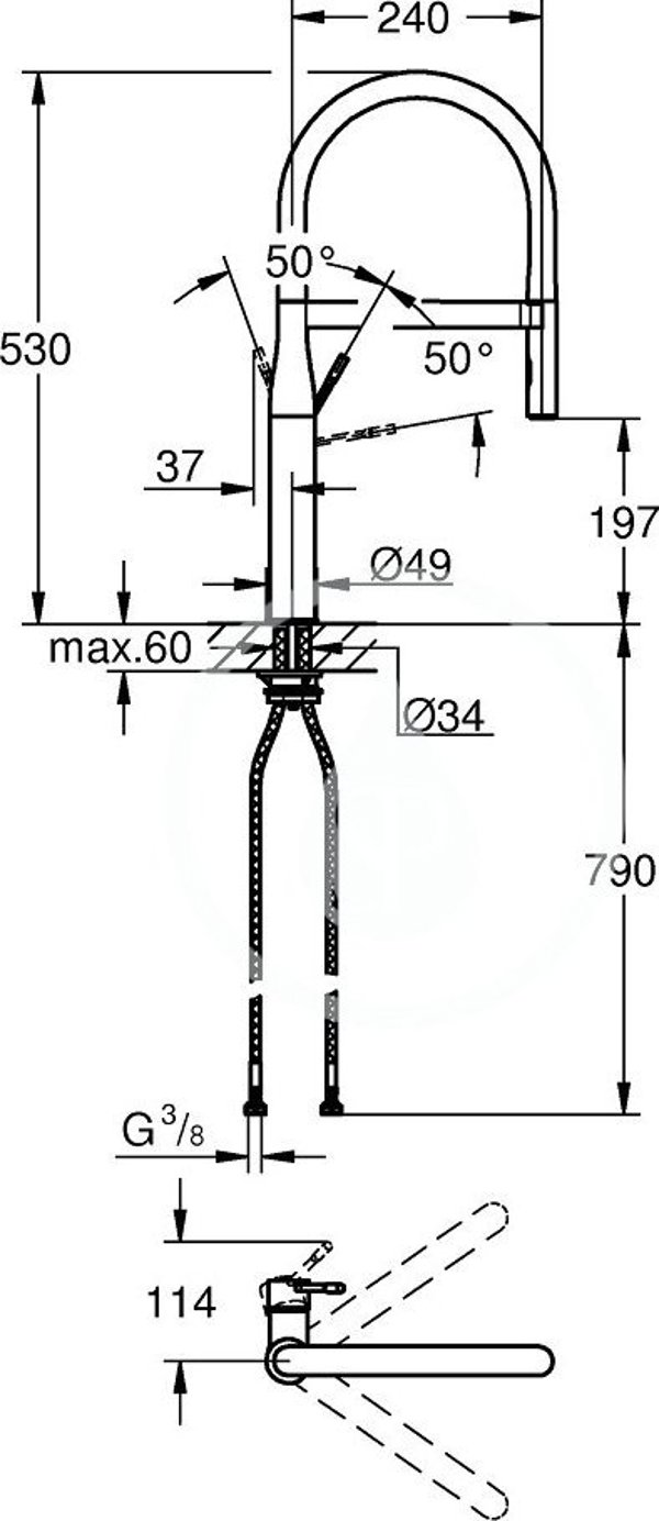 Μπαταρία κουζίνας Grohe GROHE ESSENCE ΑΝΟΞΕΙΔΩΤΟ ΑΤΣΑΛΙ. 30294DC0