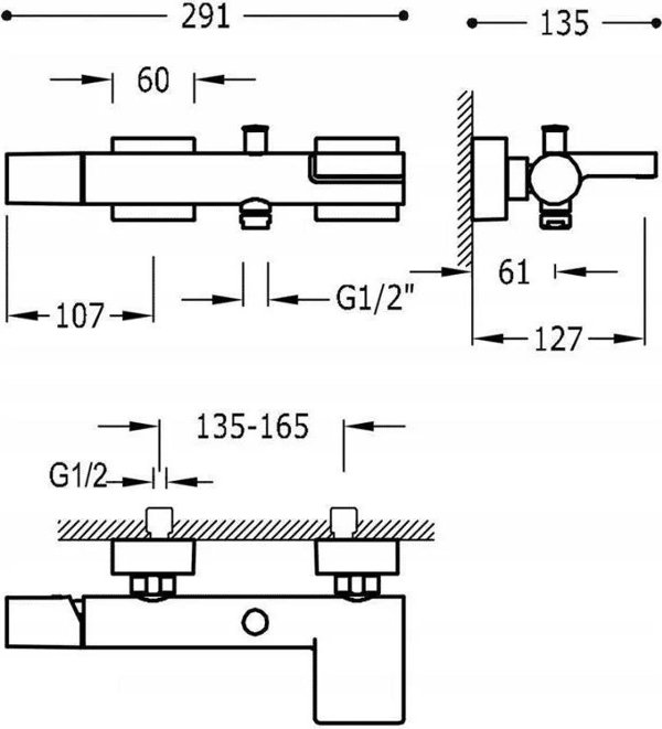 Μπαταρία ντους Tres Shower faucet with shower TRES PROJECT 211.170.01CR