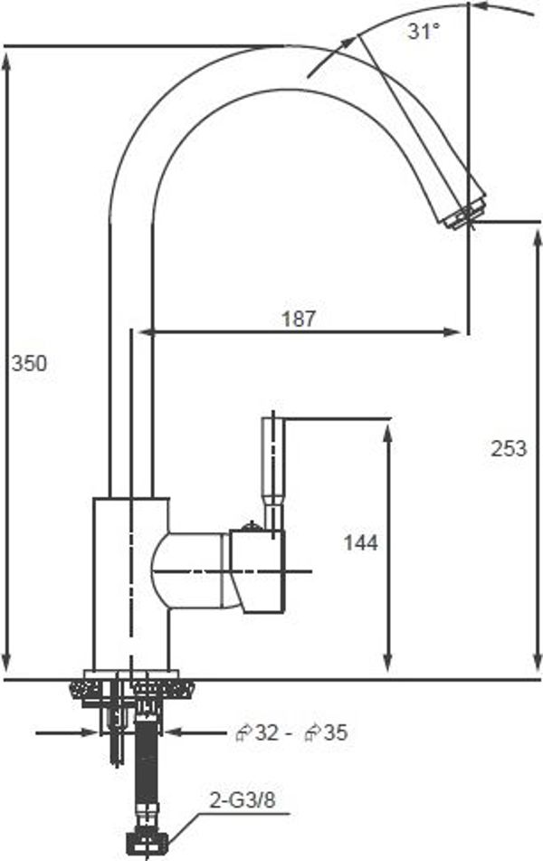Μπαταρία κουζίνας Kernau KWT 07 σταθερή λευκή (133324)