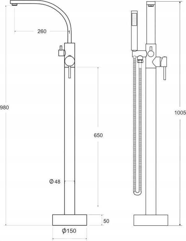 Μπαταρία νιπτήρα Besco Bathroom faucet from Floor Decco, μαύρο, Besco BW-DI-CZ