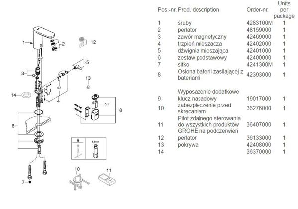 Μπαταρία νιπτήρα Grohe Eurosmart Cosmopolitan E επιτραπέζια χρώμιο (36327001)