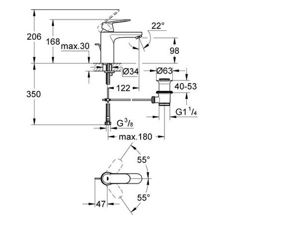 Μπαταρία νιπτήρα Grohe Eurosmart Cosmopolitan επιτραπέζια χρώμιο (23325000)
