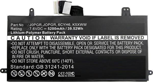 CoreParts Μπαταρία Laptop για Dell Latitude 12 5285, 32Wh, 7.6V, 4200mAh, Li-Pol, Μαύρη