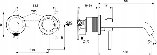 Μπαταρία νιπτήρα Ideal Standard Concealed basin mixer Ideal Standard Ceraline, A6938XG
