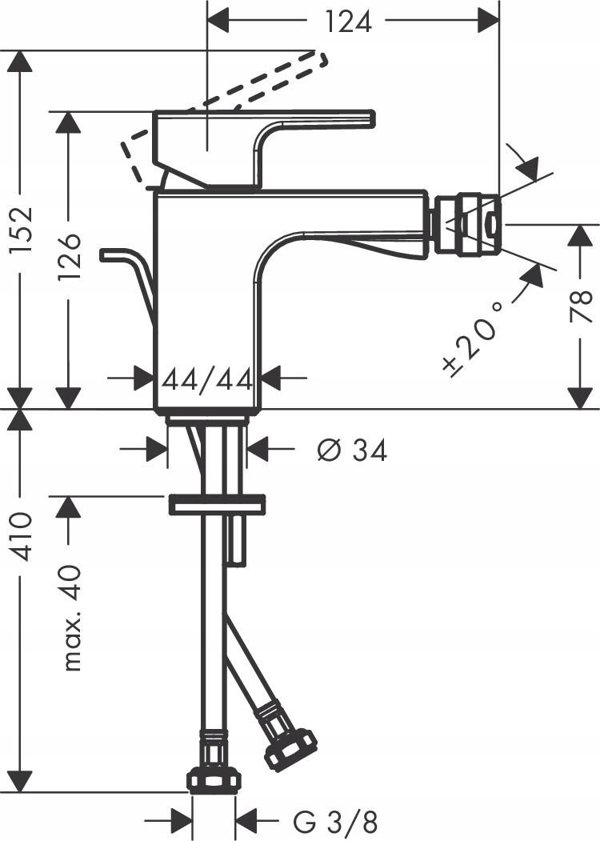 Μπαταρία μπιντέ Hansgrohe Bidet faucet Hansgrohe Vernis Shape 71211670, μαύρο ματ