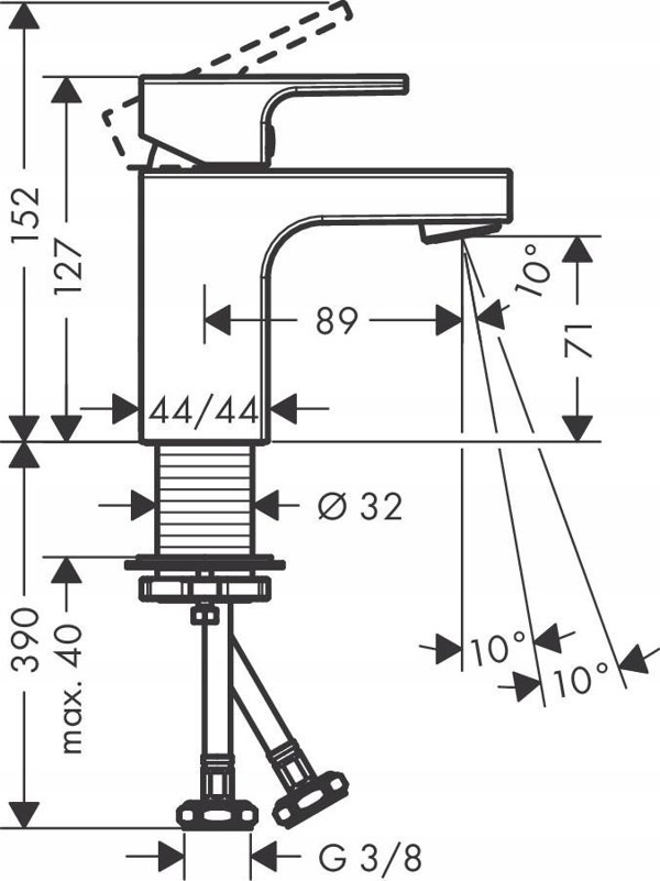Μπαταρία νιπτήρα Hansgrohe Washbasin mixer Hansgrohe Vernis Shape, 71567000, chrome