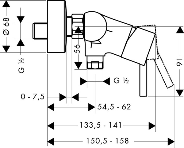 Μπαταρία ντους Hansgrohe Talis S2 χρώμιο (32640000)