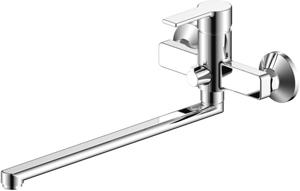 Bathroom faucet FERRO PLATTO, long (35 cm) spout