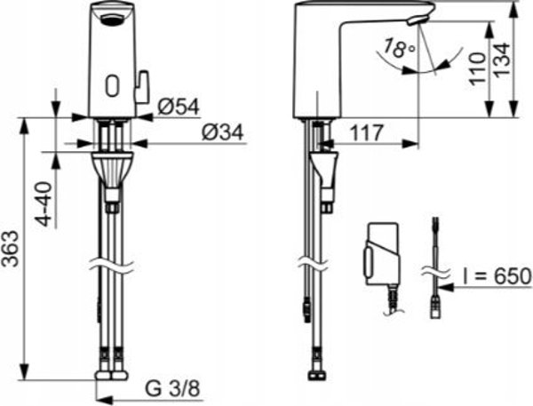 Μπαταρία νιπτήρα Oras Contactless washbasin mixer Oras Electra 9200FZ (με Bluetooth)