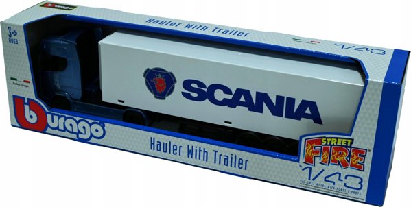 Bburago BBU 1:43 StreetFire Haulers Trailer Scania 31468S