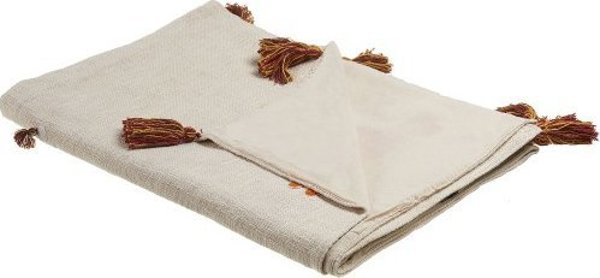 Beliani Lumarko Βαμβακερή κουβέρτα με σχέδιο λάμα 130 x 180 cm μπεζ και πορτοκαλί KHANDWA! 11810458 4251682285636