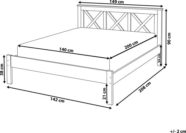 Beliani Κρεβάτι TANNAY Ξύλινο, Σκανδιναβικό Στυλ, 140x200 cm, Λευκό