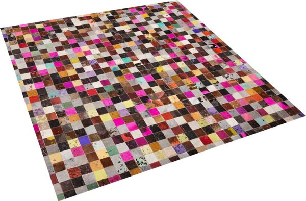 Χαλί Beliani Δερμάτινο συνονθύλευμα 200 x 200 cm πολύχρωμο ENNE 8497451 4251682218818