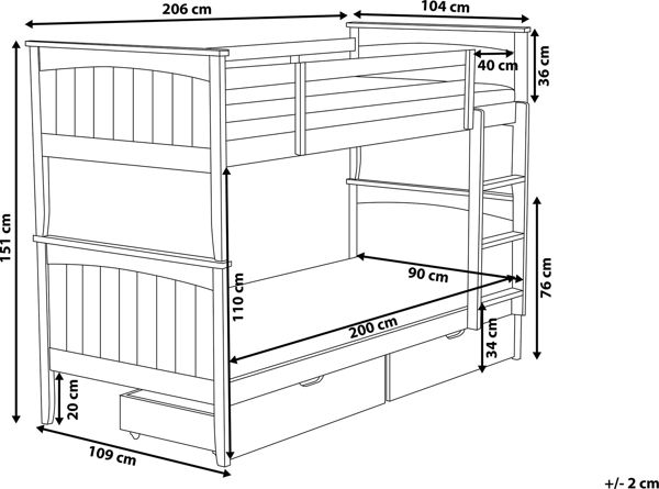 Beliani Κουκέτα ξύλινη 90 x 200 cm λευκή RADON