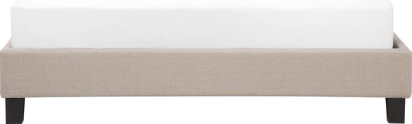 Beliani Κρεβάτι Επενδυμένο Roanne, Λινό, Μπεζ, 140x200 cm