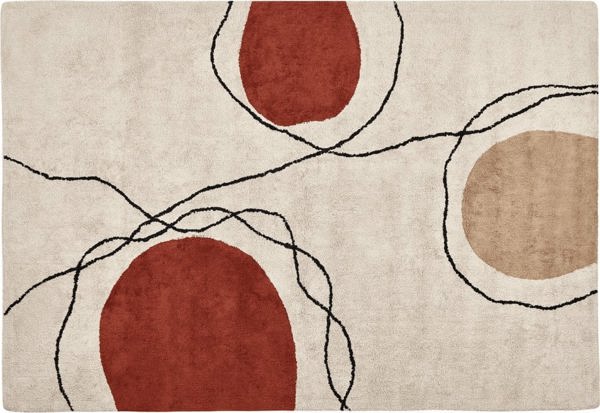 Beliani Lumarko Βαμβακερό χαλί 140 x 200 cm μπεζ και κόκκινο BOLAT! 12613907 4255664802873
