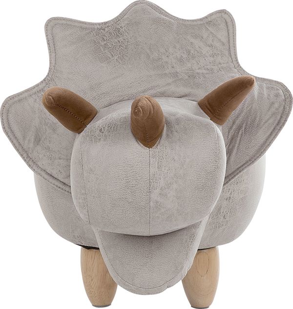 Beliani Πουφ Ζώο Triceratops με Αποθηκευτικό Χώρο, Γκρι, Πολυεστέρας, Ξύλινα Πόδια