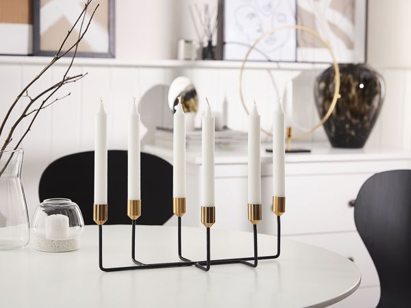 Κηροπήγα Beliani Μεταλλική 12 cm μαύρη BANGKA 8082922 4251682242745