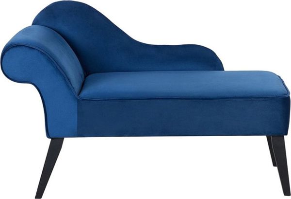 Beliani Αριστερή βελούδινη σεζλόνγκ μπλε BIARRITZ 8034717 4251682207973