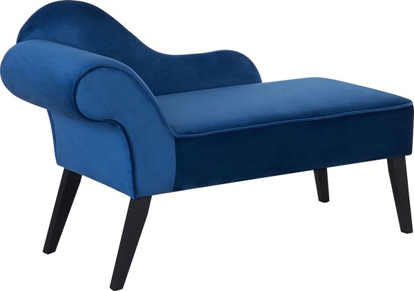 Beliani Αριστερή βελούδινη σεζλόνγκ μπλε BIARRITZ 8034717 4251682207973