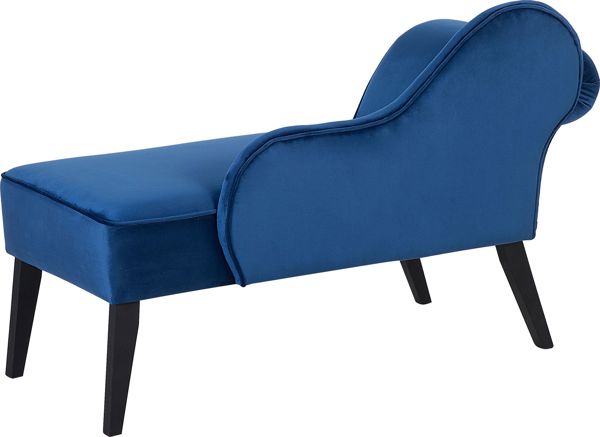 Beliani Αριστερή βελούδινη σεζλόνγκ μπλε BIARRITZ 8034717 4251682207973