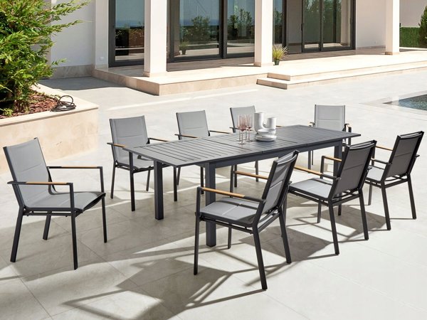 Τραπέζι κήπου 180/240 x 90 cm Πλαστικό Σκούρο Γκρι SKALOMA Lumarko!