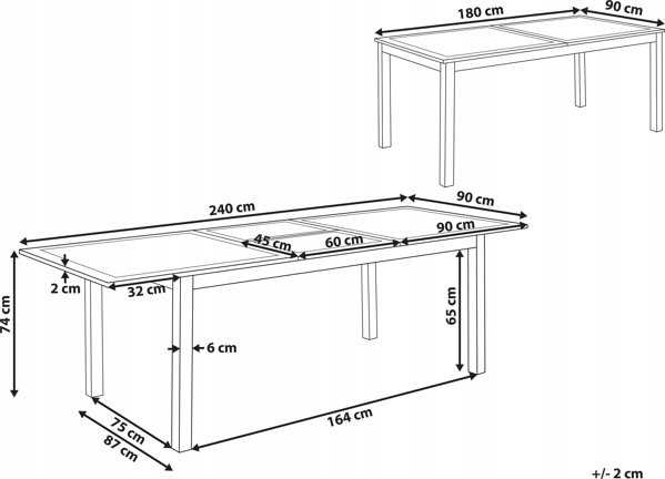 Τραπέζι κήπου 180/240 x 90 cm Πλαστικό Σκούρο Γκρι SKALOMA Lumarko!