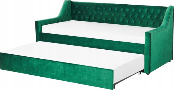 Beliani Lumarko Βελούδινο πτυσσόμενο κρεβάτι 90 x 200 cm πράσινο MONTARGIS! 11755536 4251682283304